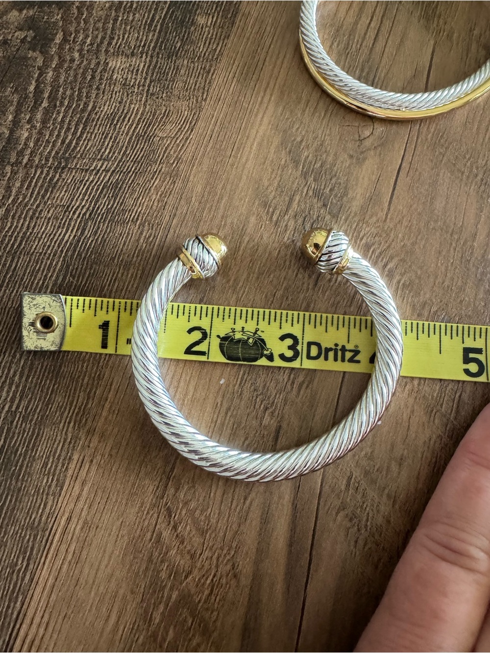 Amazon Two-Tone Silver and Gold Cable Cuff Bracelet - Picture 10 of 11